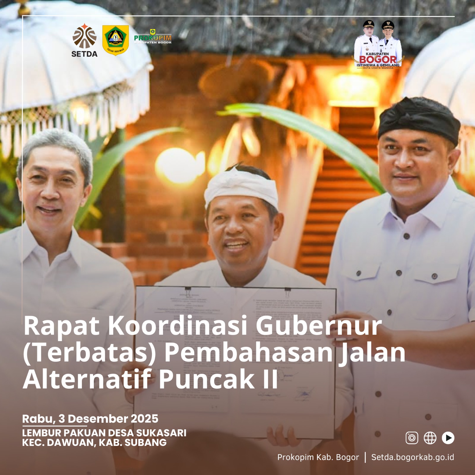 Bupati Bogor dan Gubernur Jawa Barat Bahas Percepatan Pembangunan Jalan Alternatif Puncak 2