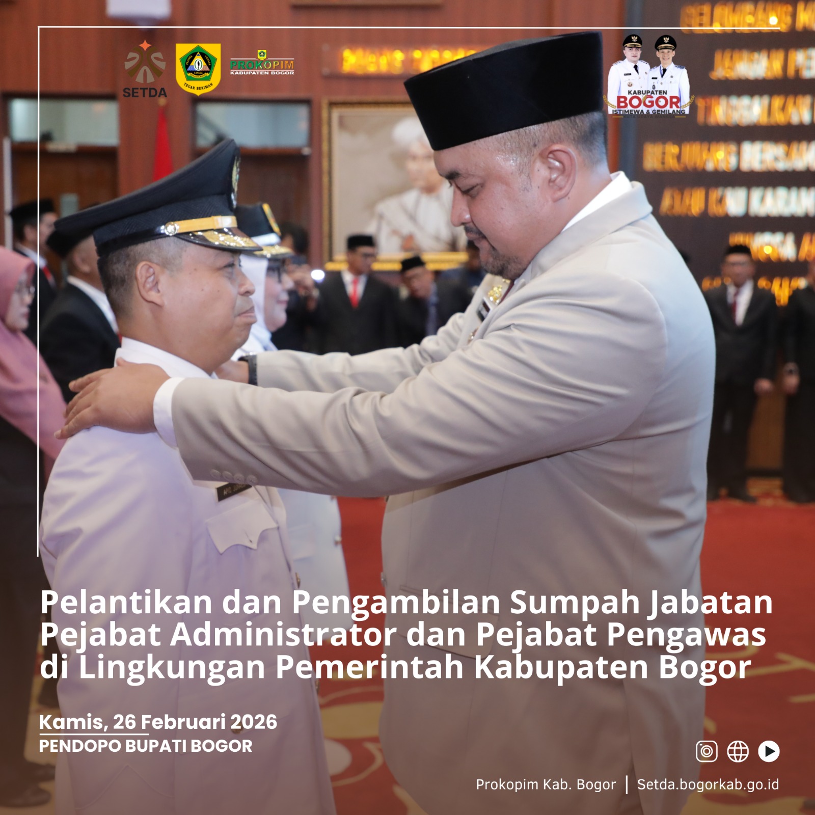 Bupati Bogor Lantik 21 Pejabat, Perkuat Kinerja Birokrasi dan Pelayanan Publik