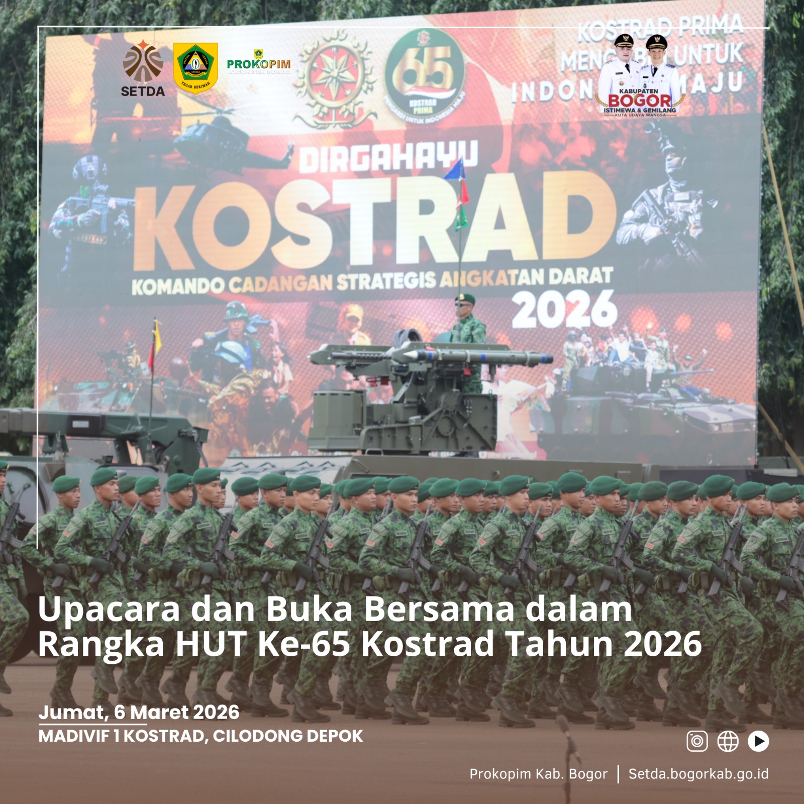 Upacara dan Buka Puasa Bersama Peringatan HUT Kostrad ke-65 Dihadiri Bupati Bogor
