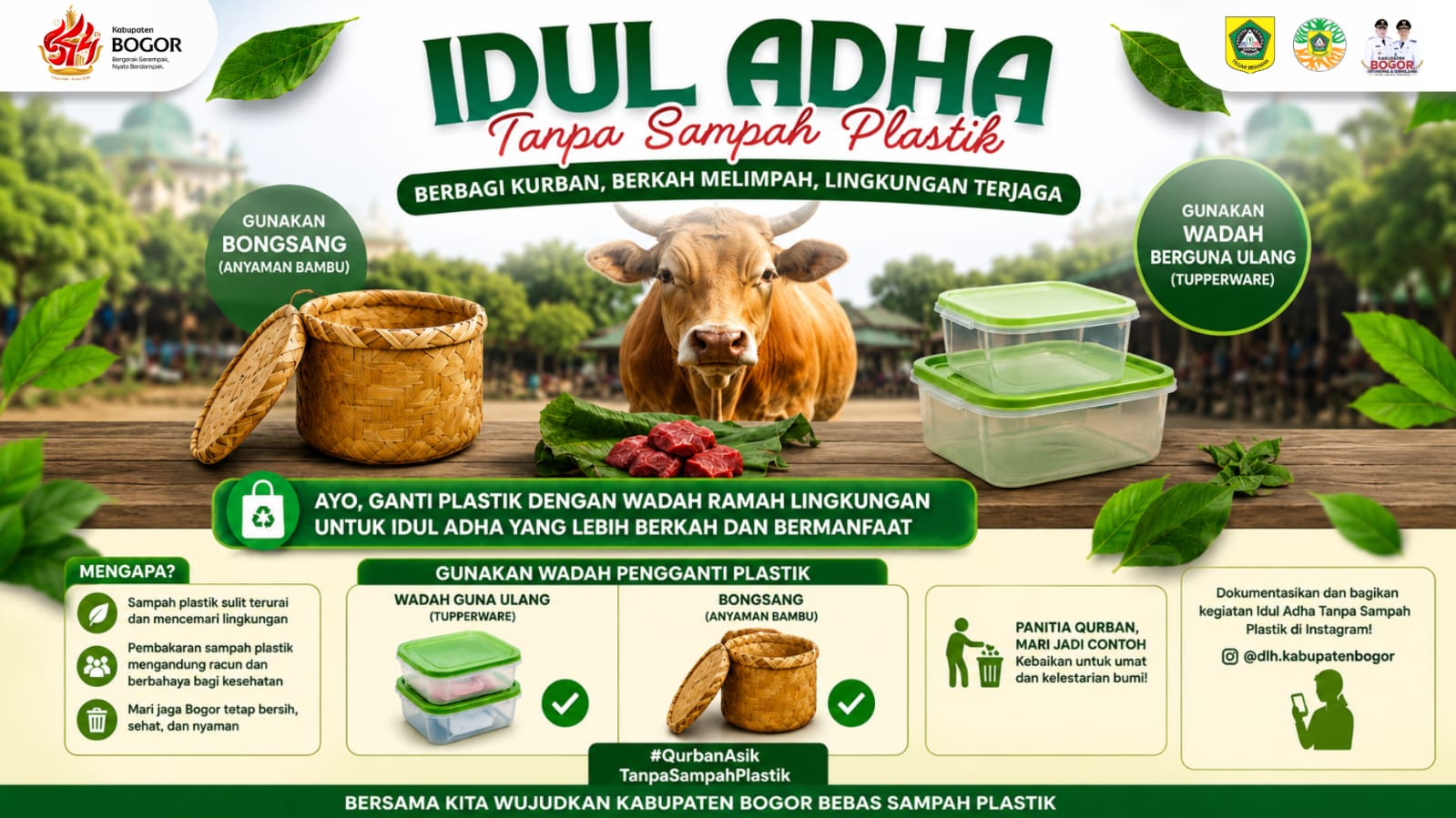 Pemkab Bogor Imbau Panitia Kurban Tak Gunakan Plastik Saat Bagikan Daging