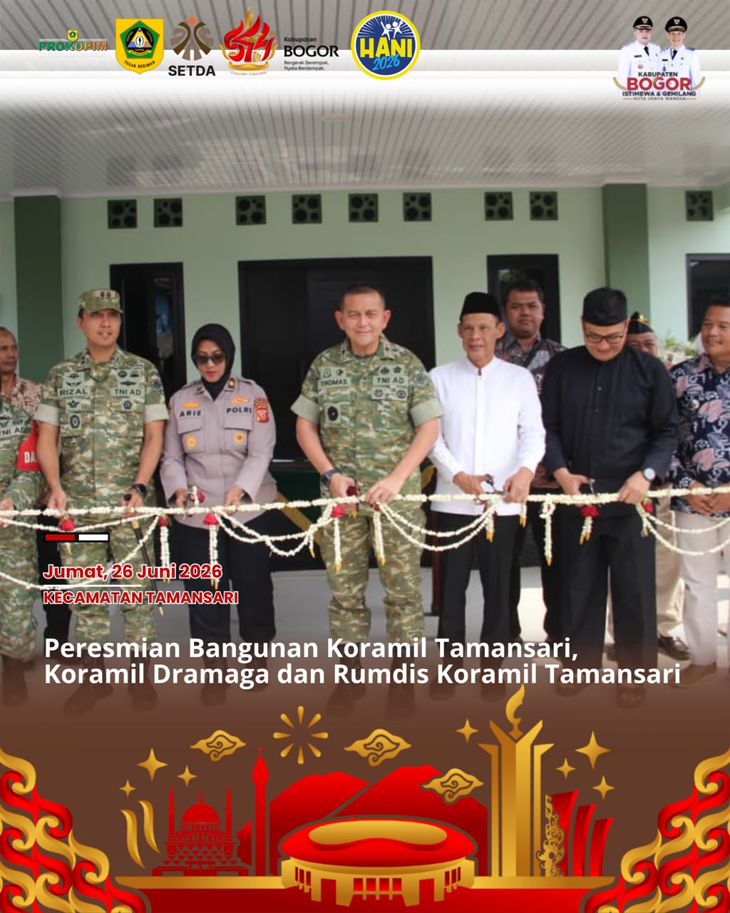 Koramil Tamansari dan Dramaga Diresmikan, Perkuat Sinergi Pemkab Bogor dan TNI Layani Masyarakat