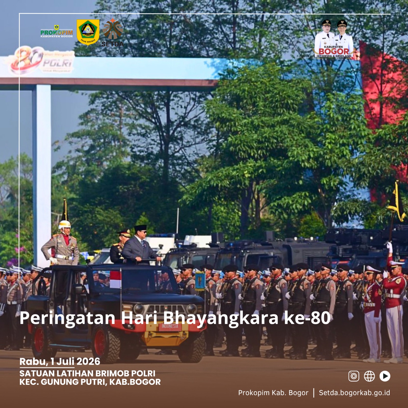 Rudy Susmanto Hadir di HUT Bhayangkara, Tegaskan Sinergi Polri dan Pemkab Bogor Jadi Kunci Menjaga Keamanan Daerah