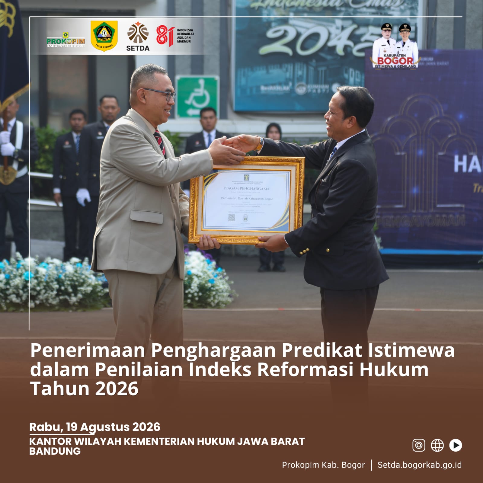 Pemkab Bogor Raih Predikat Istimewa dalam Penilaian Indeks Reformasi Hukum 2026