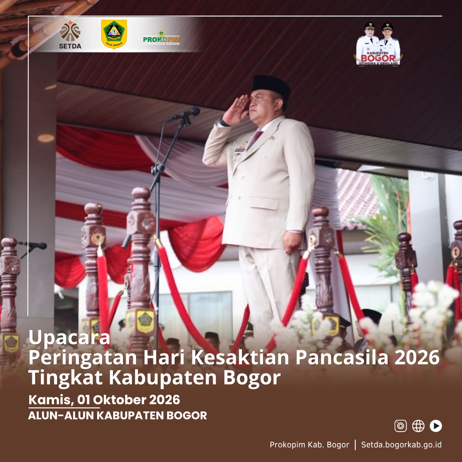 Pimpin Upacara Hari Kesaktian Pancasila, Bupati Bogor Ajak Masyarakat Perkuat Persatuan dan Gotong Royong
