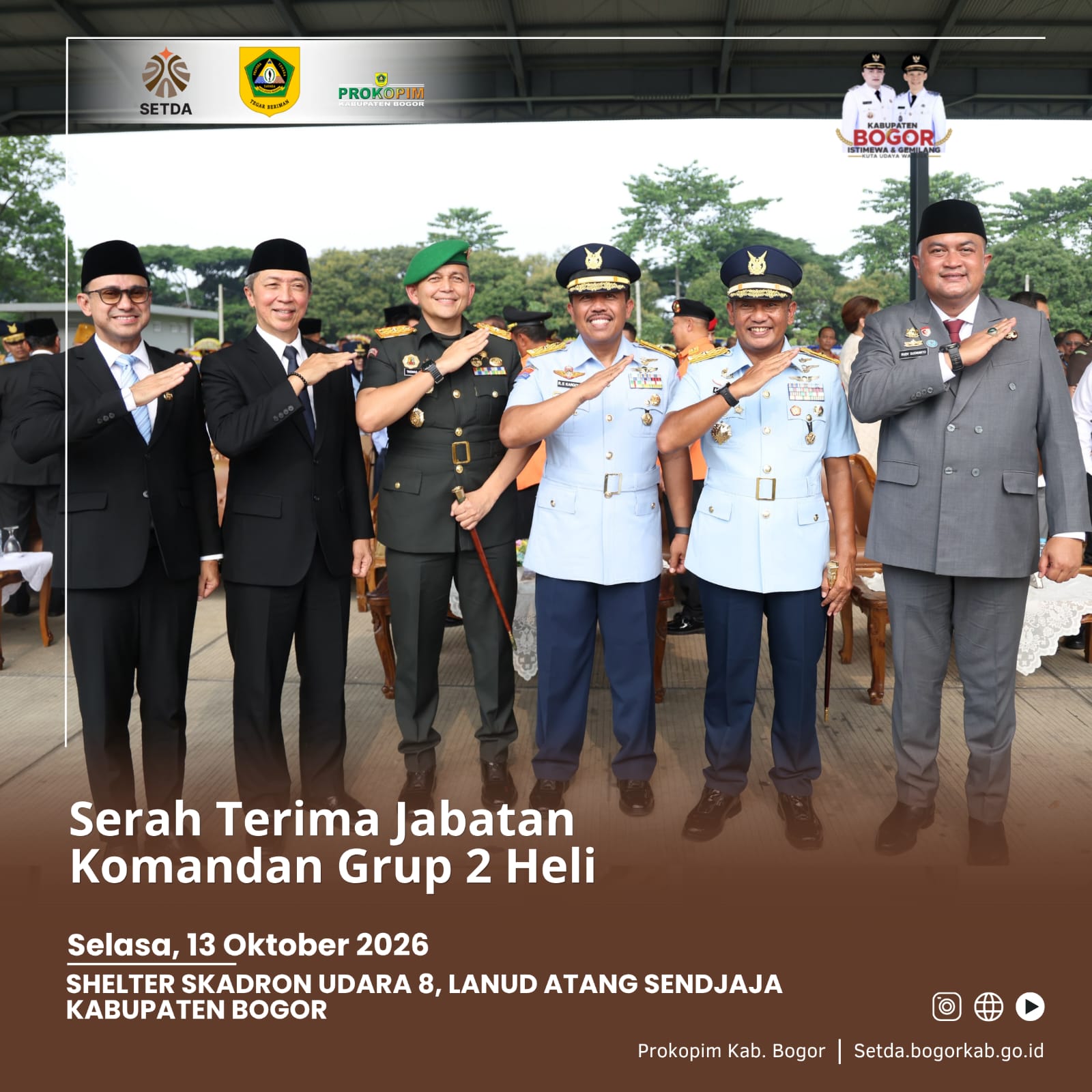 Bupati Bogor Rudy Susmanto Sambut Danlanud Atang Sendjaja yang Baru, Perkuat Sinergi TNI dan Pemkab Bogor
